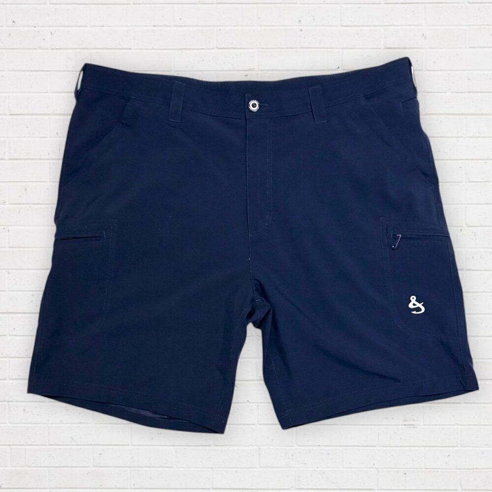 Hook & Tackle Mens Navy Blue Performance Fishing Lightweight Stretch Shorts 40